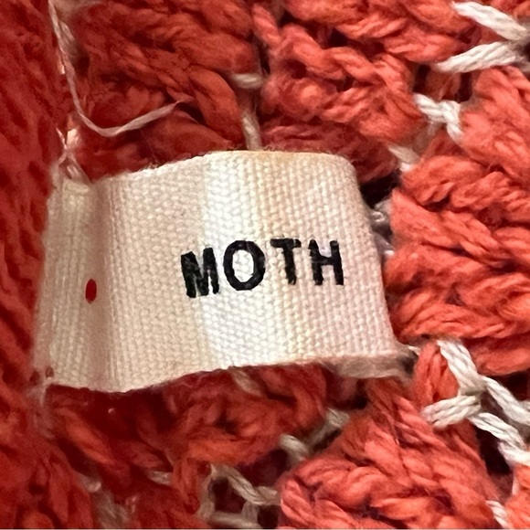 Anthropologie Moth Orange 100% Honeycomb Crew Neck Sweater Size Medium - Picture 7 of 11